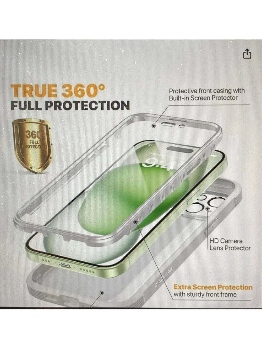 Diaclara Case for iPhone 15 White/Clear